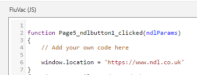 Picture showing Custom JavaScript Added to the Button Element.